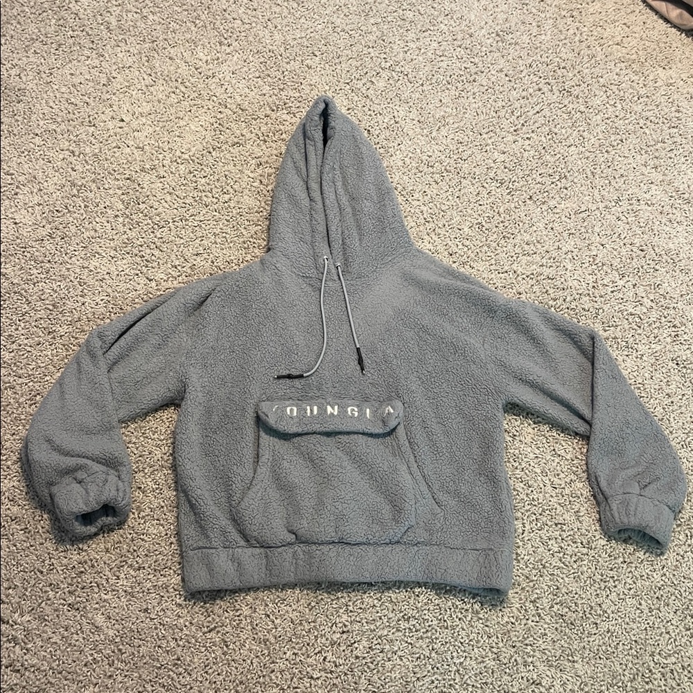 YOUNGLA fuzzy light blue sweatshirt